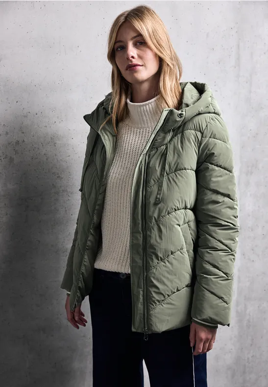 Jacke mit Wellen-Steppung Lichen Green