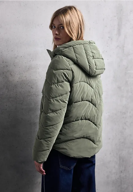 Jacke mit Wellen-Steppung Lichen Green