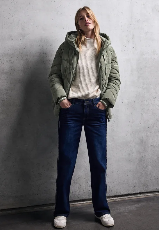 Jacke mit Wellen-Steppung Lichen Green