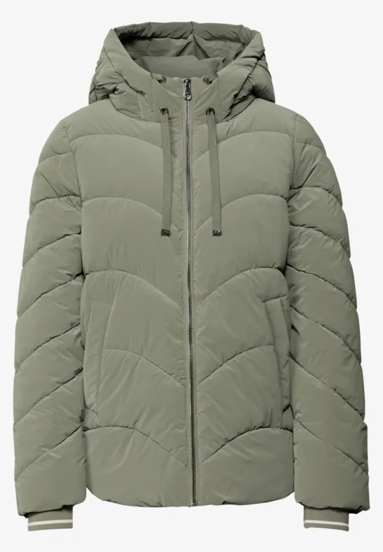 Jacke mit Wellen-Steppung Lichen Green