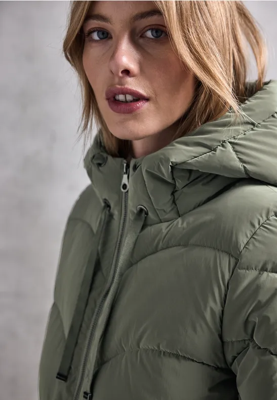 Jacke mit Wellen-Steppung Lichen Green