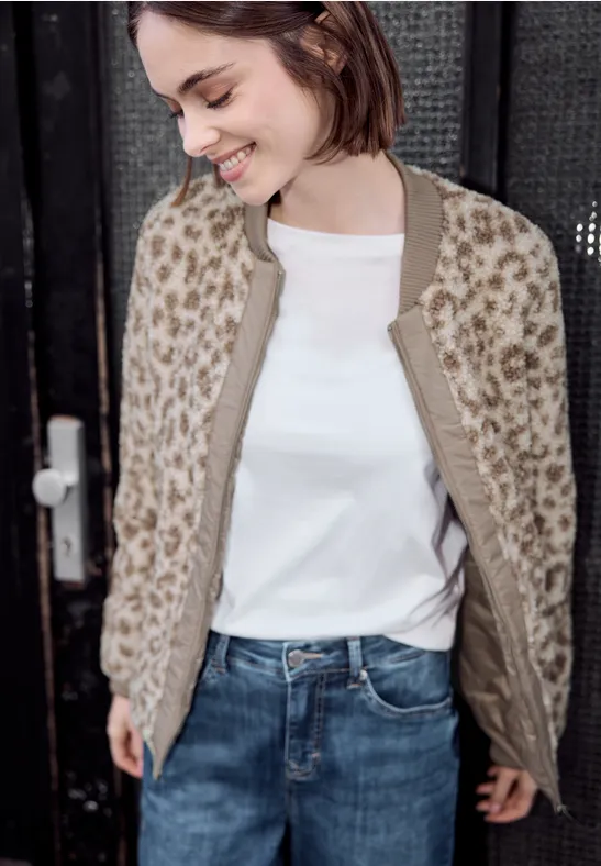 Blouson avec motif léopard cashmere grey