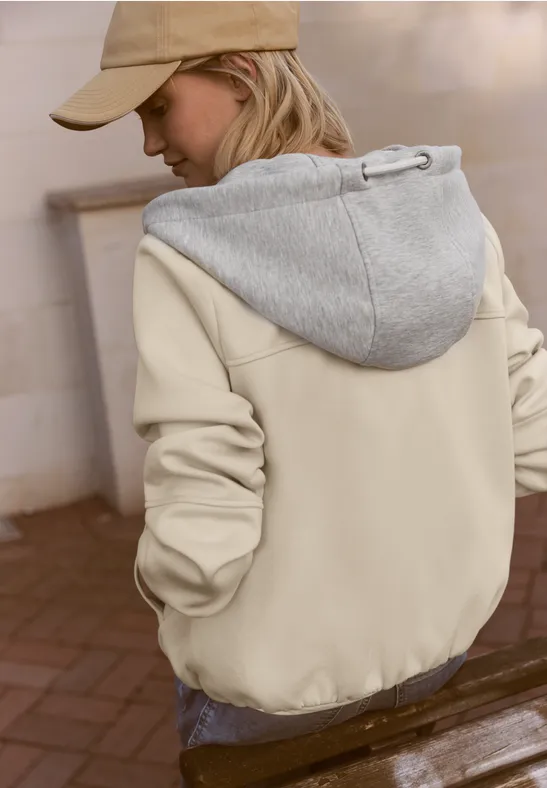 Jas met afneembare capuchon powder beige