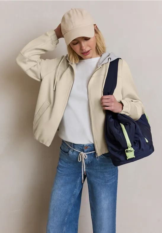Jas met afneembare capuchon powder beige
