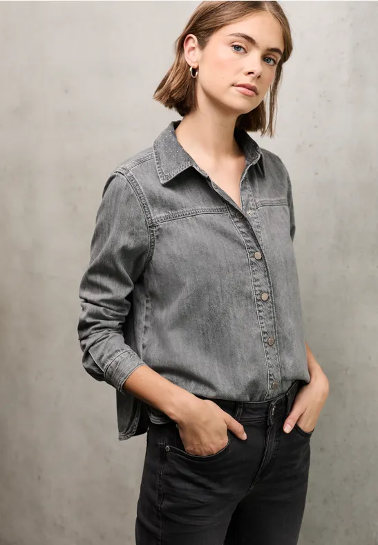 Denim Overshirt grey random washed