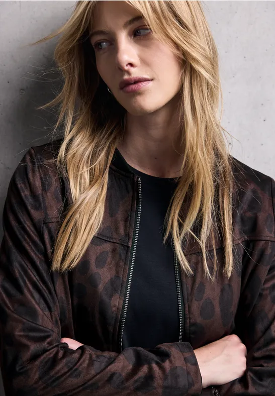 Gemusterter Velours Blouson dark auburn brown