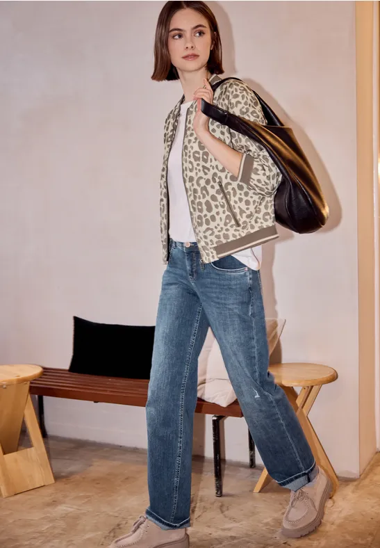 Blouson met dierenprint powder beige