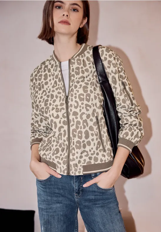 Blouson met dierenprint powder beige