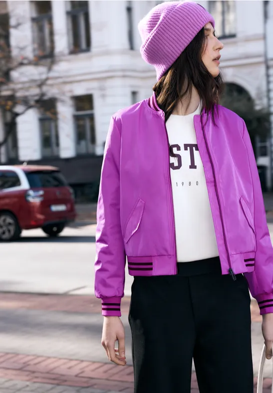 Blouson mit Collegedetails floral pink