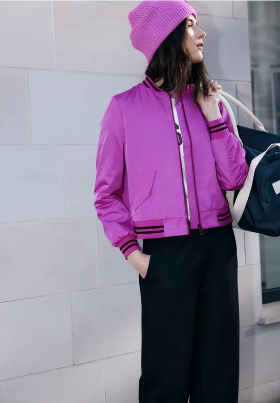 Blouson mit Collegedetails floral pink