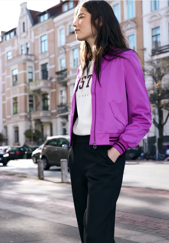 Blouson mit Collegedetails floral pink