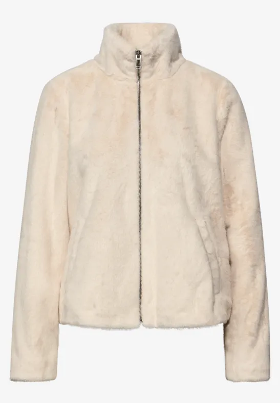 Fake Fur Jacke soft beige