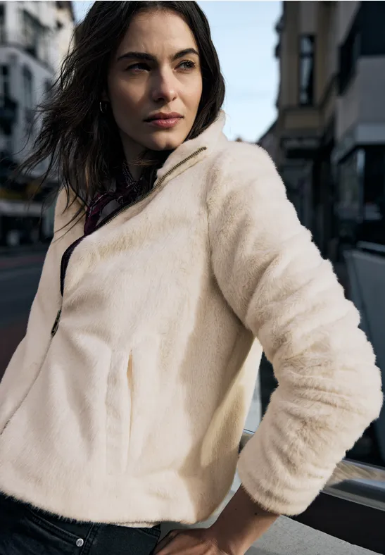 Fake Fur Jacke soft beige