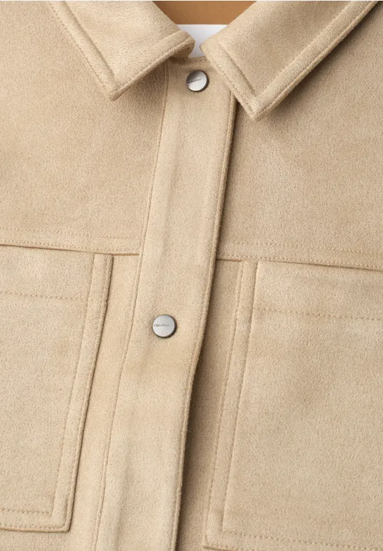 Velours jas met uitgesneden details warm beige