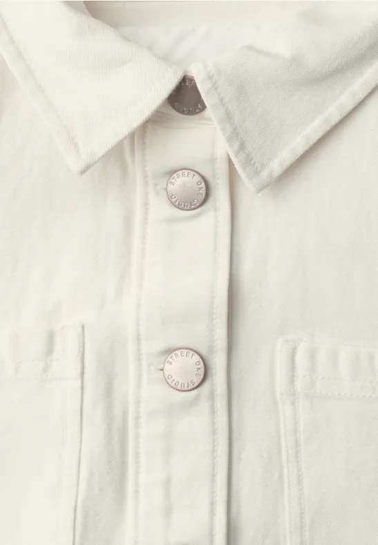 Langarm Overshirt mit Embroidery Ecru Washed