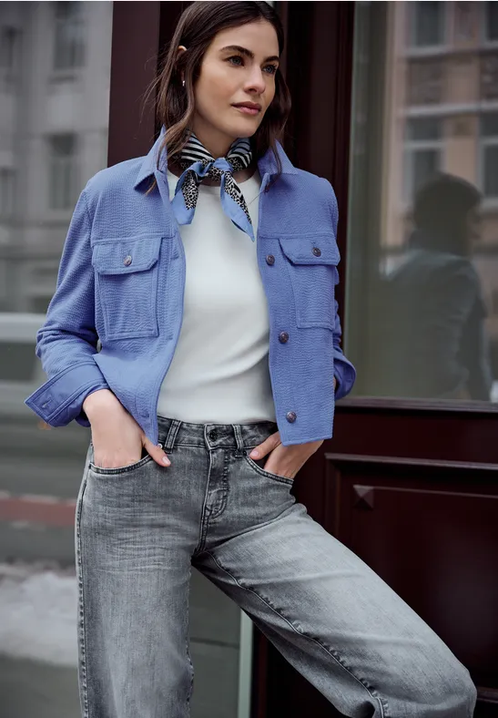 Overshirt in Unifarbe blue echo