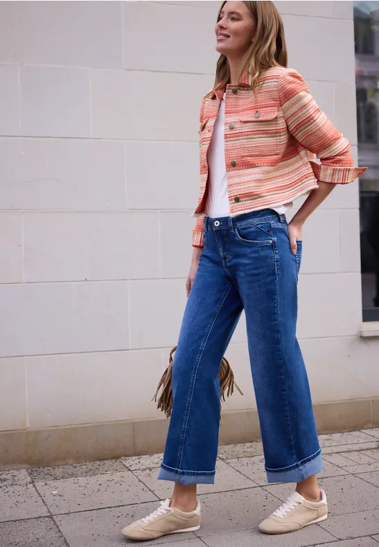 Veste à rayures en qualité bouclette torch red