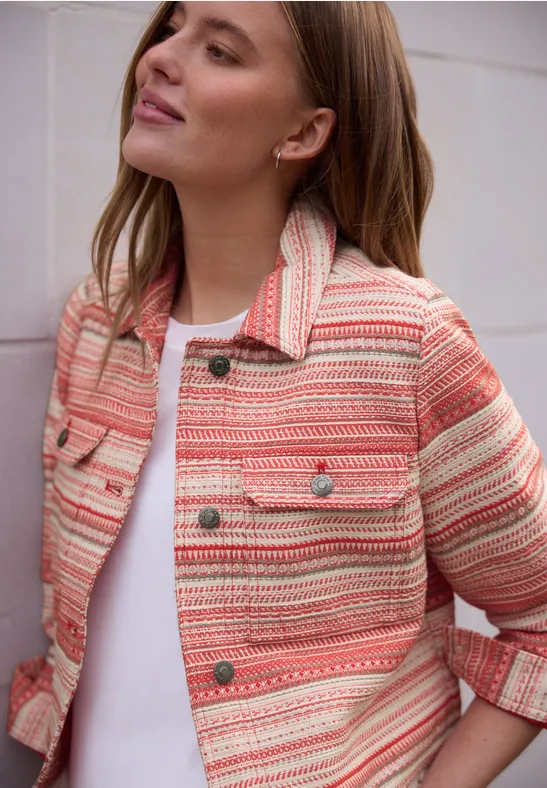 Veste à rayures en qualité bouclette torch red