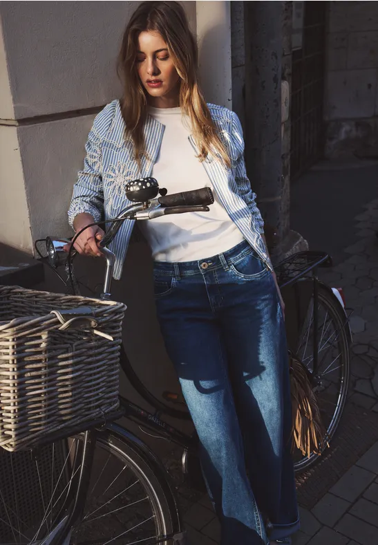 Blouson mit Streifen und Embroidery sky lavender blue