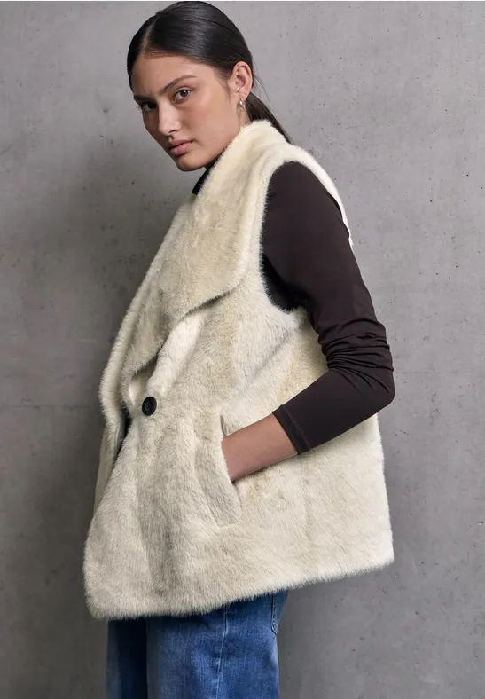 Fake Fur Weste savannah sand