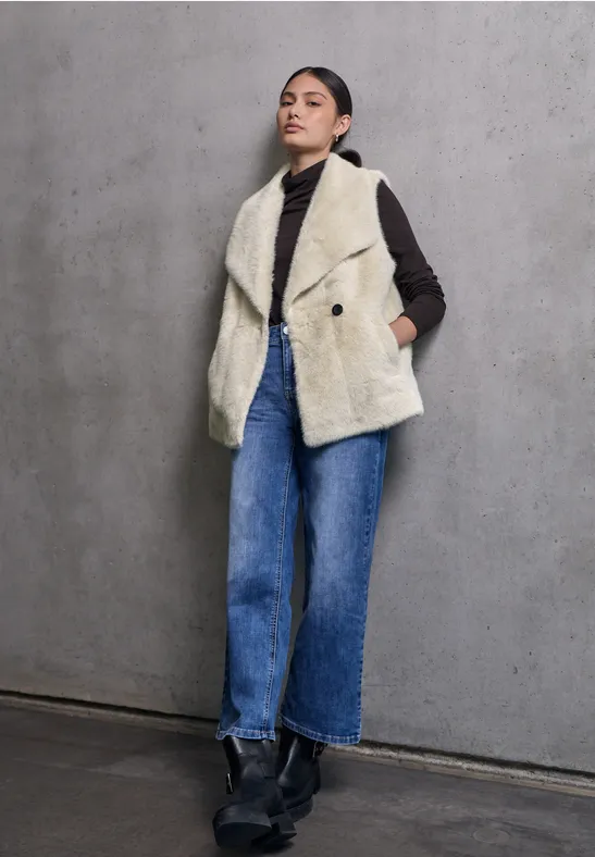 Fake Fur Weste savannah sand