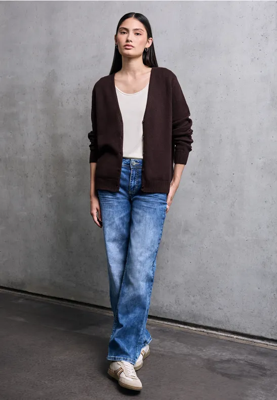 V-Neck Cardigan velvet wine