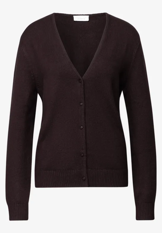 V-Neck Cardigan velvet wine