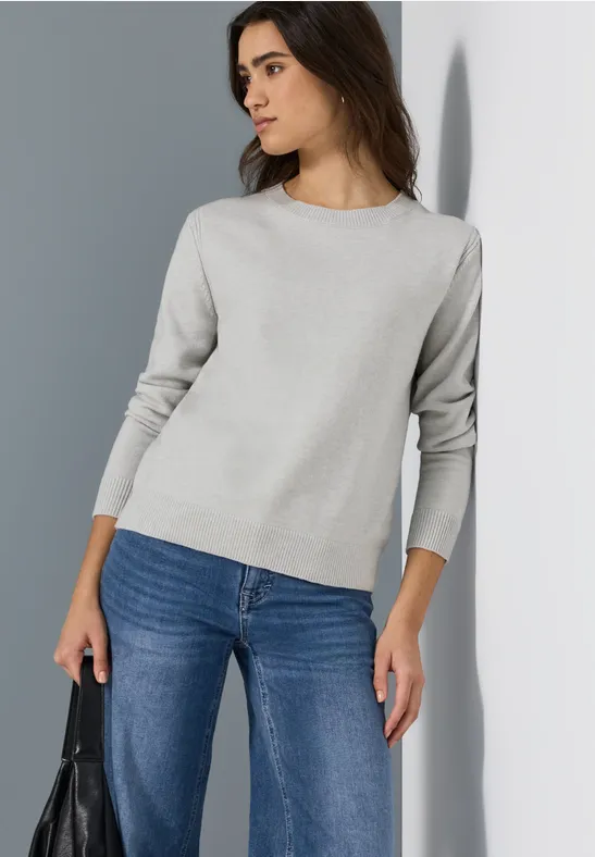 Softer Pullover mit Details heather grey mel.