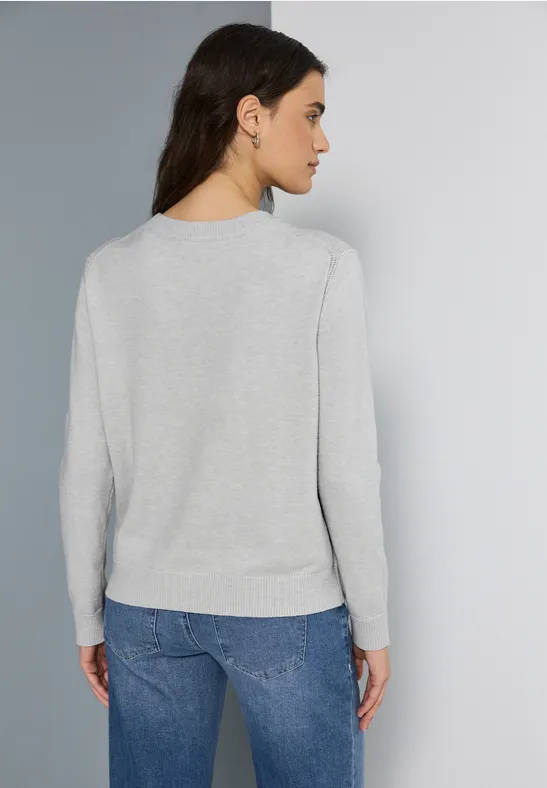 Softer Pullover mit Details heather grey mel.