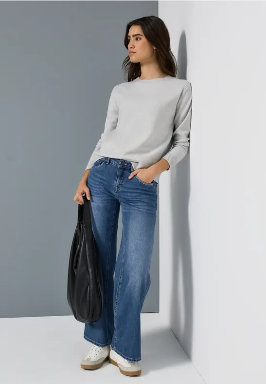 Softer Pullover mit Details heather grey mel.