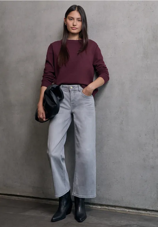 Softer Pullover mit Details dark plum red