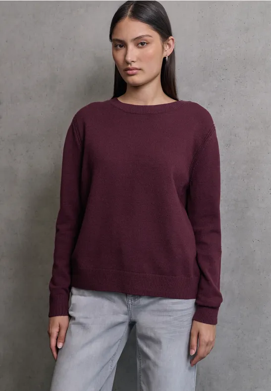 Softer Pullover mit Details dark plum red