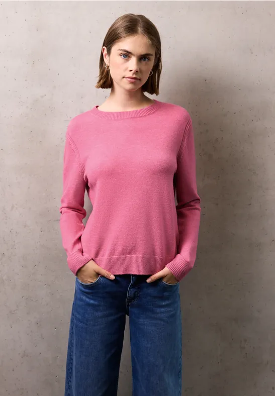 Pull doux avec détails candy pink mel.