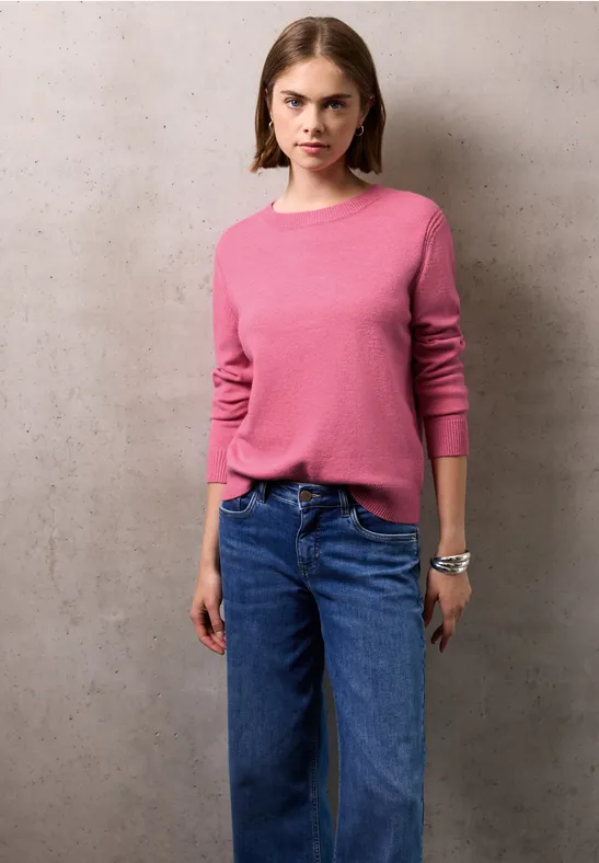 Pull doux avec détails candy pink mel.