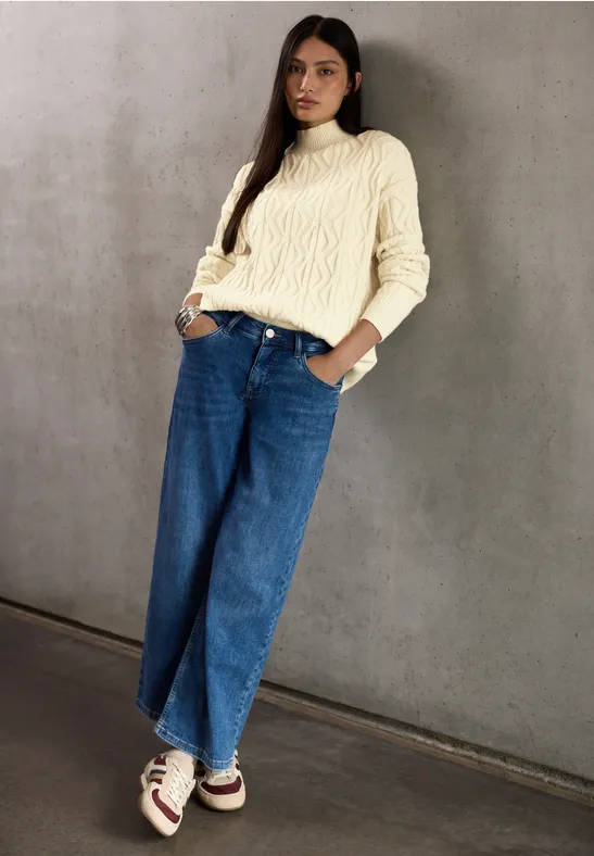 Pull à motif tricoté soft beige