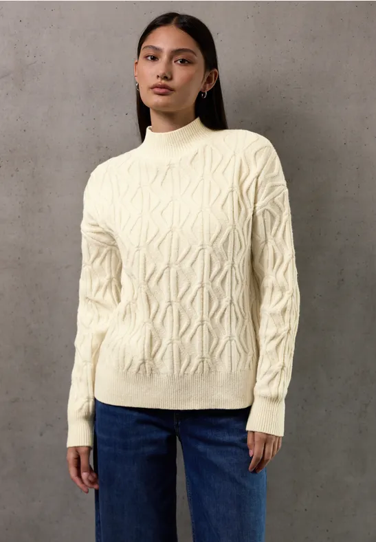 Pull à motif tricoté soft beige