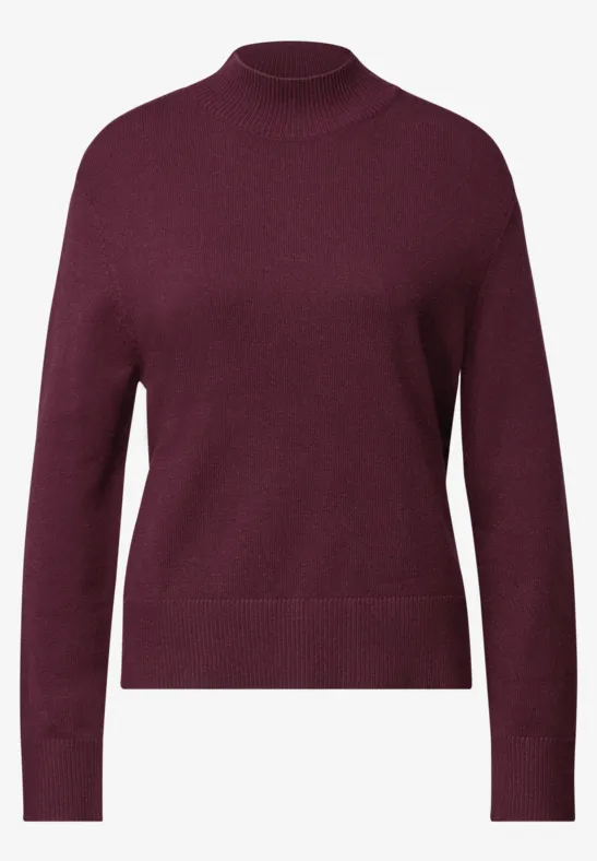 Pull à col tourbillon dark plum red