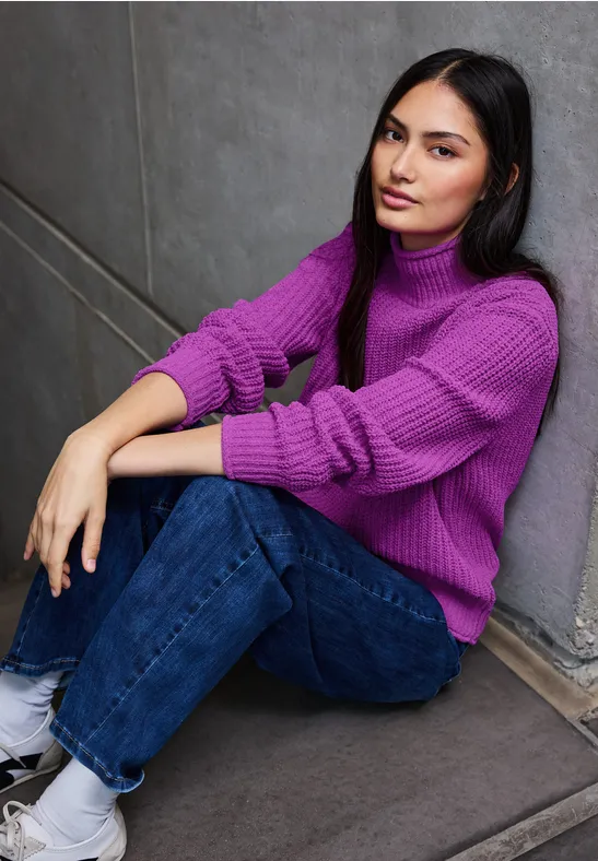 Turtleneck Pullover floral pink
