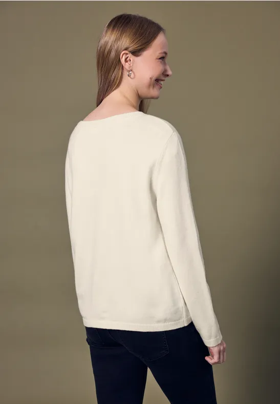 Trui met ronde hals soft beige