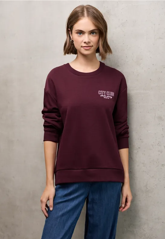 Loose Fit Backprint Sweater dark plum red