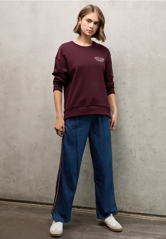 Loose Fit Backprint Sweater dark plum red