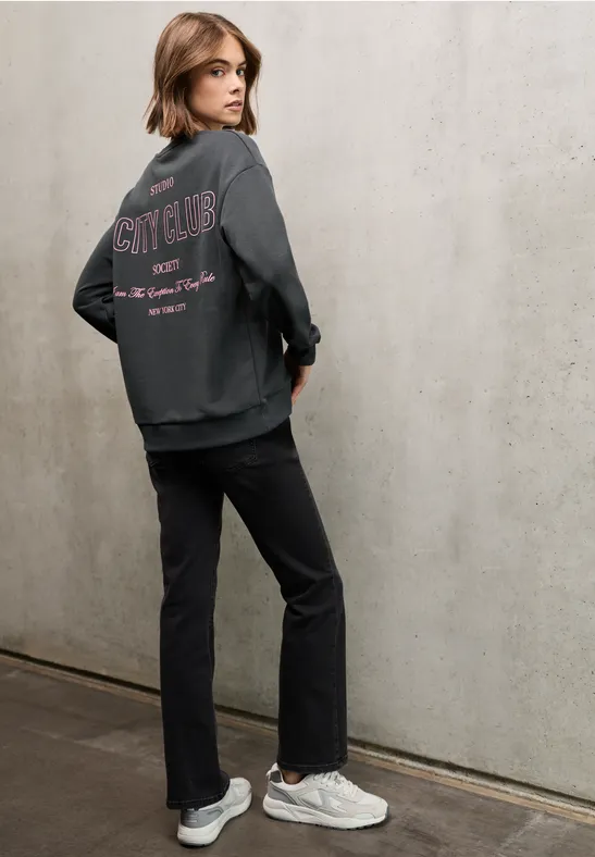Loose Fit Backprint Sweater shore grey