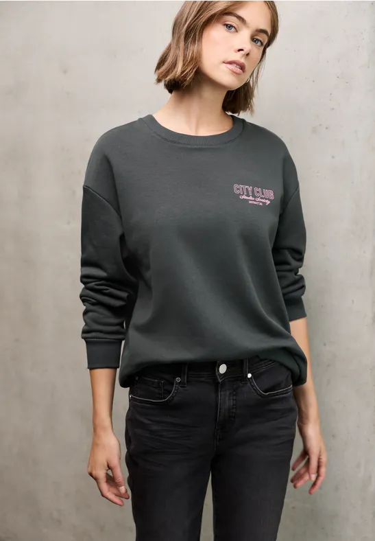 Loose Fit Backprint Sweater shore grey