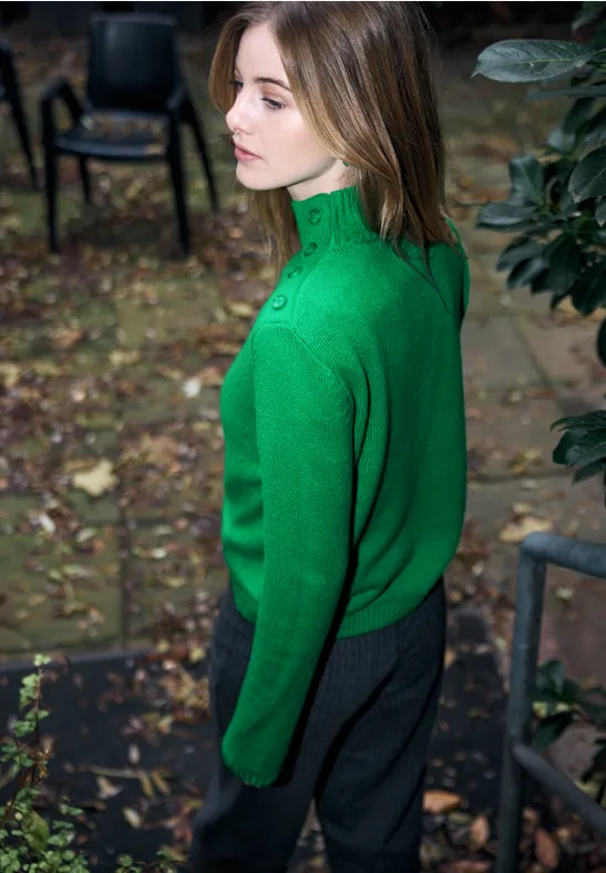 Pullover mit Knopfdetail bold green