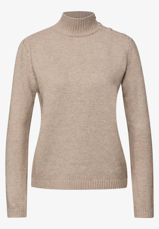 Pullover mit Knopfdetail buffed beige mel.
