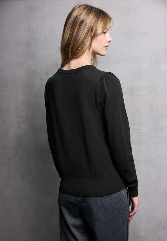 Pullover mit Puff-Ärmeln Black