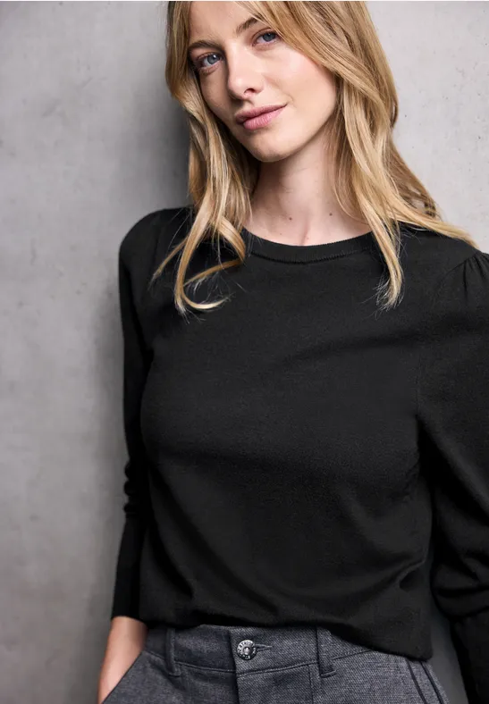Pullover mit Puff-Ärmeln Black