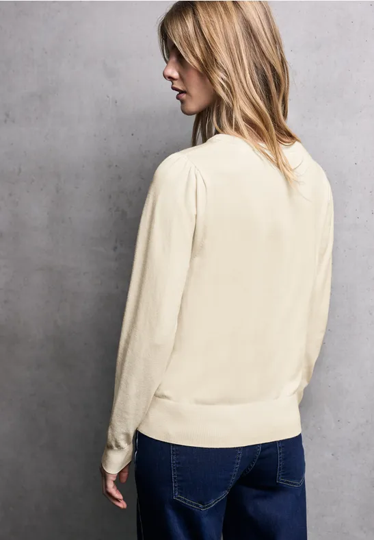 Pullover mit Puff-Ärmeln soft beige