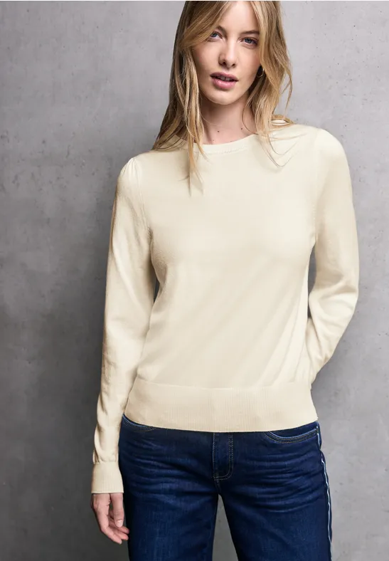 Pullover mit Puff-Ärmeln soft beige