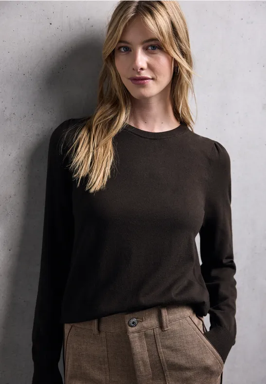 Pullover mit Puff-Ärmeln dark auburn brown